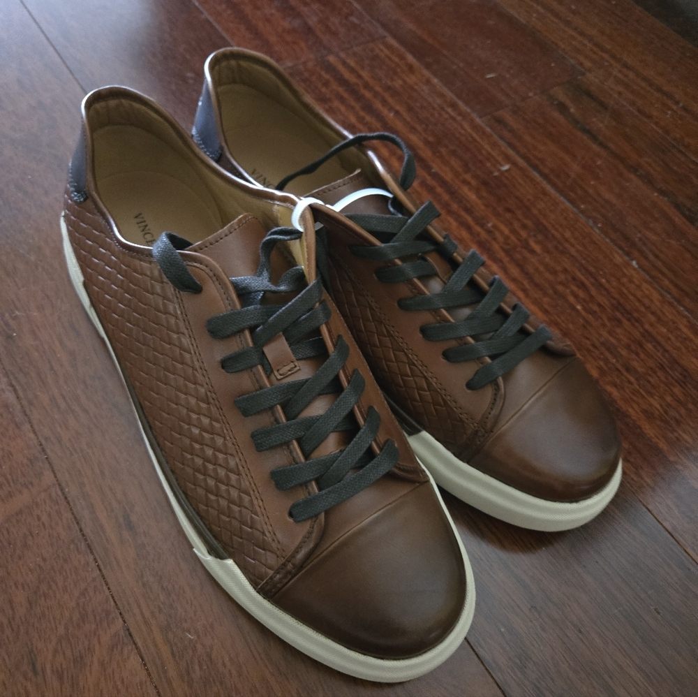 Men's Vince Camuta Brown Leather Men's Sneakers Size 12